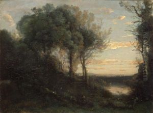 Evening by Jean-Baptiste Camille Corot