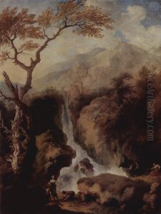 Wasserfalle in der Umgebung Roms by Christian Wilhelm Ernst Dietrich