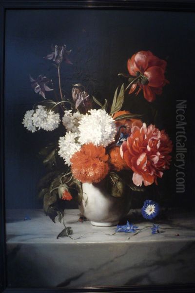 Flowers in a White Stone Vase - view 1