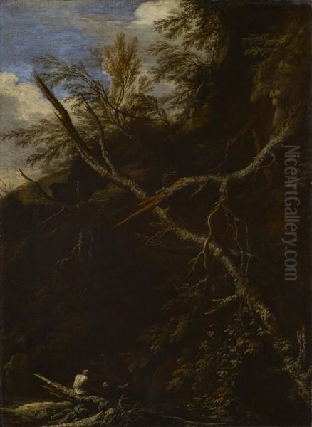 Desolate Landscape with Two Figures - view 1