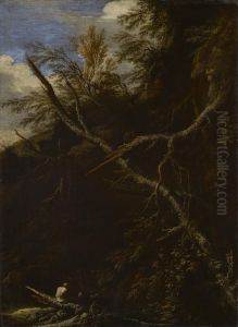 Desolate Landscape with Two Figures by Salvator Rosa