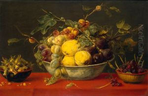 Fruit in a Bowl on a Red Cloth Fruit in a Bowl on a Red Cloth