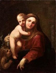 Madonna Col Bambino E San Giovannino by Giacomo Cavedone