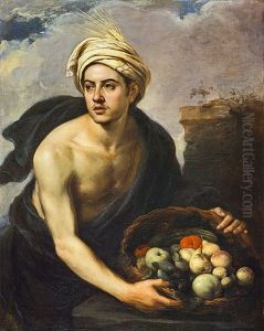 A Young Man with a Basket of Fruit (Personification of 'Summer') by Bartolome Esteban Murillo