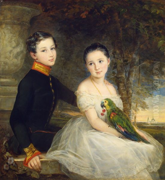 Children with a Parrot - view 1