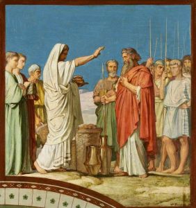 Modello for the Fresco in the left nave of Saint-Germain-des-Pres, Paris, 1859 (Melchizedek Blesses Abraham and Offers Bread and Wine) by Hippolyte Flandrin
