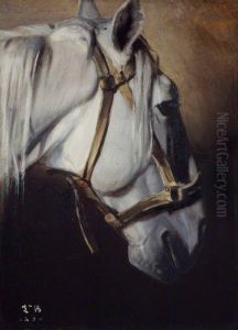 Tete du cheval blanc [Head of a white horse] by Leon Bonnat
