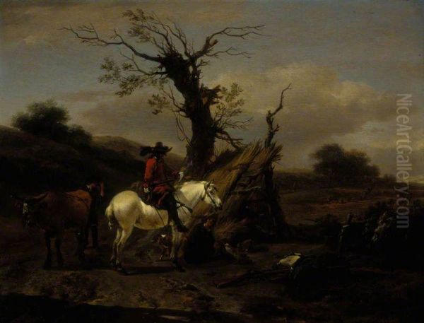 Encampment with a Figure on a White Horse - view 1