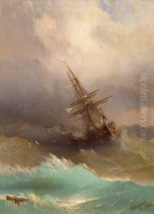 Ship in the Stormy Sea by Ivan Aivazovsky