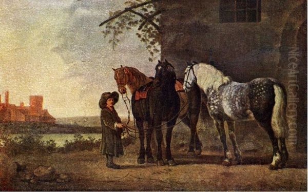 Horses with a Stable Boy in a Landscape - view 1