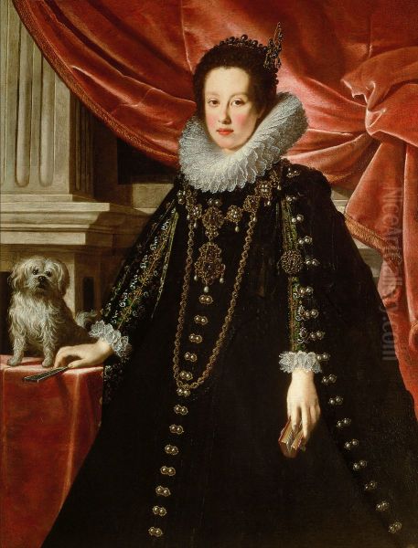 Anna de' Medici (1616-1676), Erzherzogin, mit einem Schosshundchen, Dreiviertelportrat - view 1