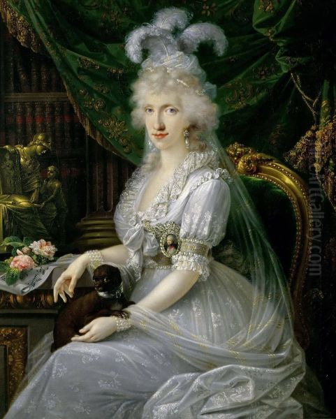 Marie Luise (Ludovica) von Neapel-Sizilien (1773-1802), Gemahlin von Ferdinand III. von Toskana, an einem Tisch sitzend, Kniestuck - view 1