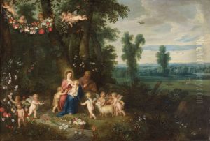 Heilige Familie mit Johannesknaben und Engeln by Pieter Van Avont