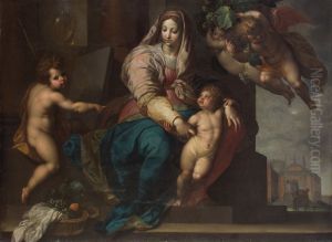 Maria mit Kind, Johannesknaben und Engeln Maria mit Kind, Johannesknaben und Engeln
