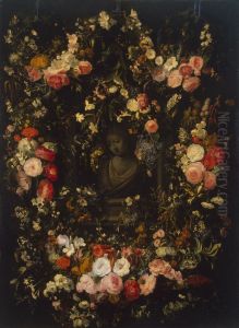 Garland with a Bust of the Virgin