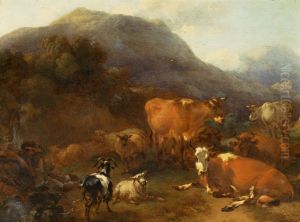 Landscape with cattle and shepherds by Nicolaes Pieterszoon Berchem