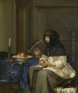 The Apple Peeler by Gerard Ter Borch