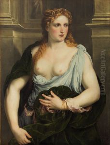 Bildnis einer Frau im grunen Mantel by Paris Bordone
