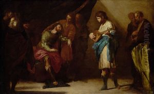 David plays for Saul by Bernardo Cavallino