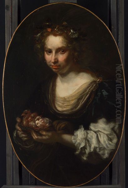 Woman with doves nest - view 1