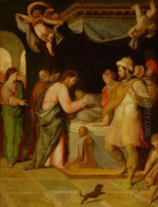 Raising the daughter of Jairus by Santi Di Tito