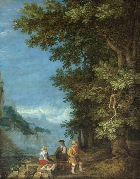Gebirgslandschaft mit Obstverkaufern - view 1