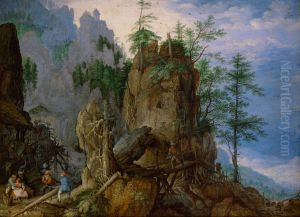 Gebirgslandschaft mit Holzfallern by Roelant Savery