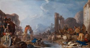 Versohnung Jakobs mit Esau by Johann Heinrich Schonfeld