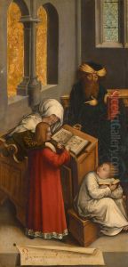 Johannes der Evangelist wird im Schreiben unterrichtet by Bernhard Strigel