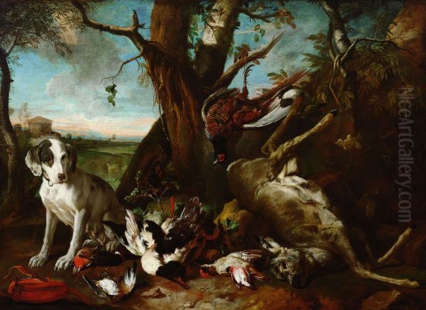 Totes Wild, von einem Jagdhund bewacht - view 1