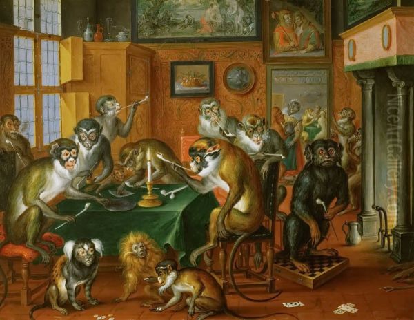 Tabakskollegium with monkeys - view 1