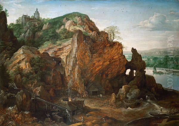 Maaslandschaft mit Bergwerk und Schmelzhutten - view 1