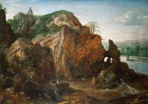 Maaslandschaft mit Bergwerk und Schmelzhutten