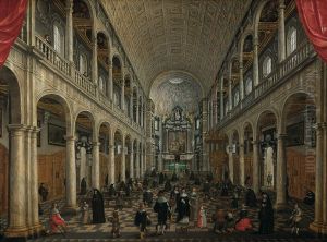 Inner view of the Jesuit church of Antwerp