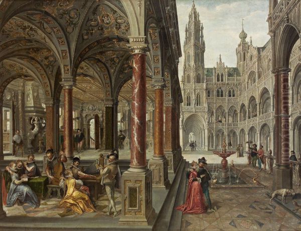 Palace architecture with musicians - view 1