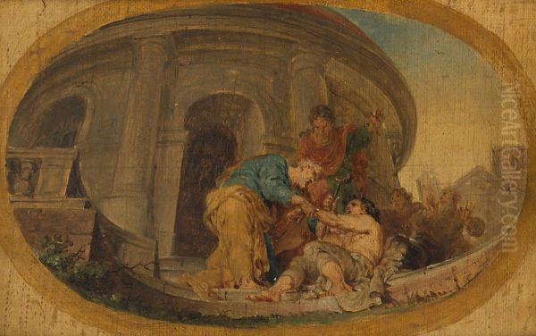Petrus und Johannes heilen den Lahmgeborenen im Tempel - view 1