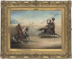 A Crusader Jousting With A Saracen In The Desert A Crusader Jousting With A Saracen In The Desert