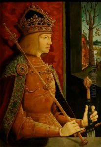 Maximilian I. (1459-1519), Bildnis in halber Figur im goldenen Harnisch by Bernhard Strigel