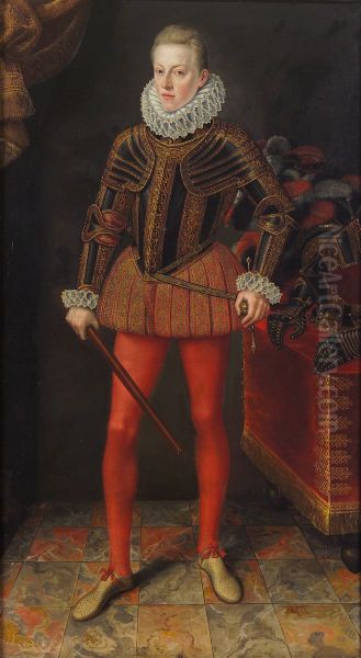 Kaiser Matthias (1557-1619), Bildnis als Erzherzog im Harnisch in ganzer Figur, mit einem Feldherrenstab - view 1