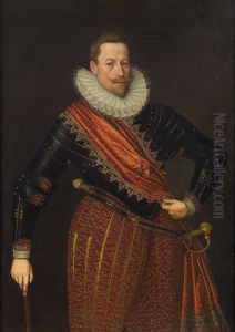 Kaiser Matthias (1557-1619) als Erzherzog, mit Stab, Kniestuck by Lucas van Valckenborch