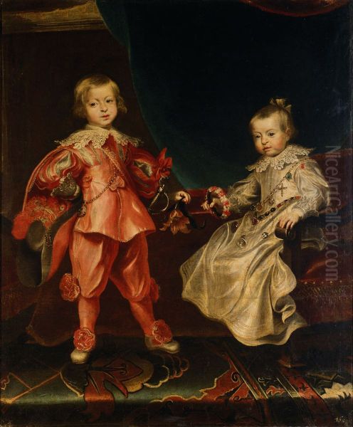 Doppelbildnis Konig Ferdinand IV. (1633-1654) mit seiner Schwester, Erzherzogin Maria Anna (1634-1696) als Kinder, in ganzer Figur - view 1