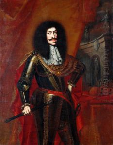 Kaiser Leopold I. (1640-1705) im Harnisch mit Feldherrnstab, Dreiviertelportrat