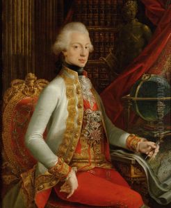 Grossherzog Ferdinand III. (1769-1824), Sohn von Leopold II., in seiner Bibliothek sitzend, Kniestuck