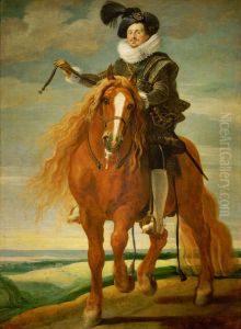 Equestrian portrait of Don Diego Messia Felipe de Guzman, Marques de Leganes by Gaspar De Crayer