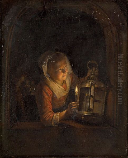 Girl with a Lantern at a Window - view 1