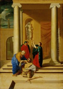 Peter and John heal a lame man in the temple by Bertholet Flemalle