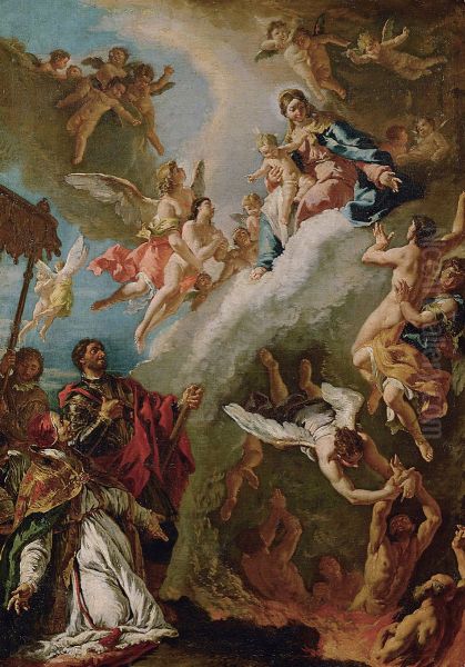 Papst Gregor I. und der Hl. Vitalis bitten die Madonna fur die Seelen im Fegefeuer - view 1