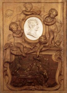 Trompe l'oeil: Basrelief mit Amor und Psyche by Marten Jozef Geeraerts
