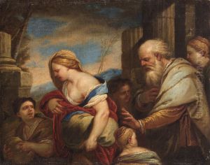 Expulsion of Hagar by Abraham by Luca Giordano