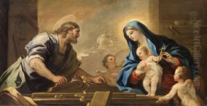 Heilige Familie mit Joseph an der Hobelbank by Luca Giordano